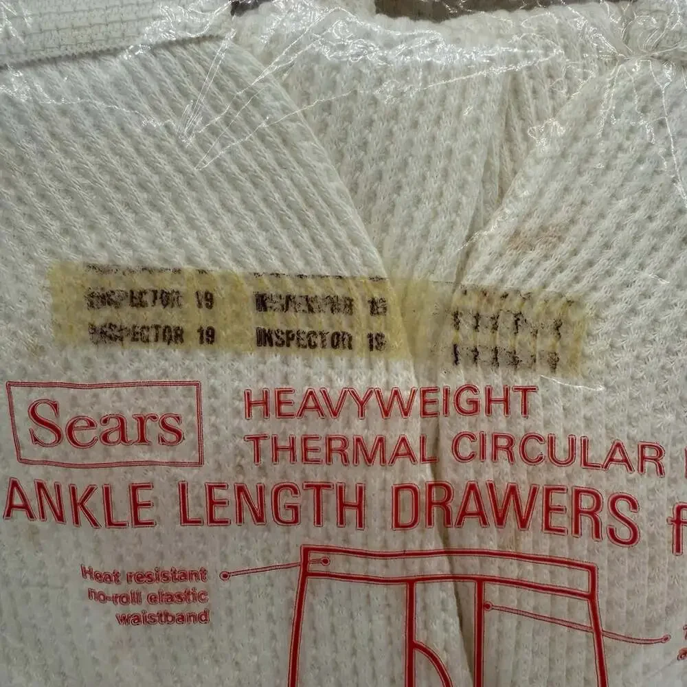 Vintage Sears Heavyweight Thermal Circular Knit Ankle Length Drawers MEDIUM NIP